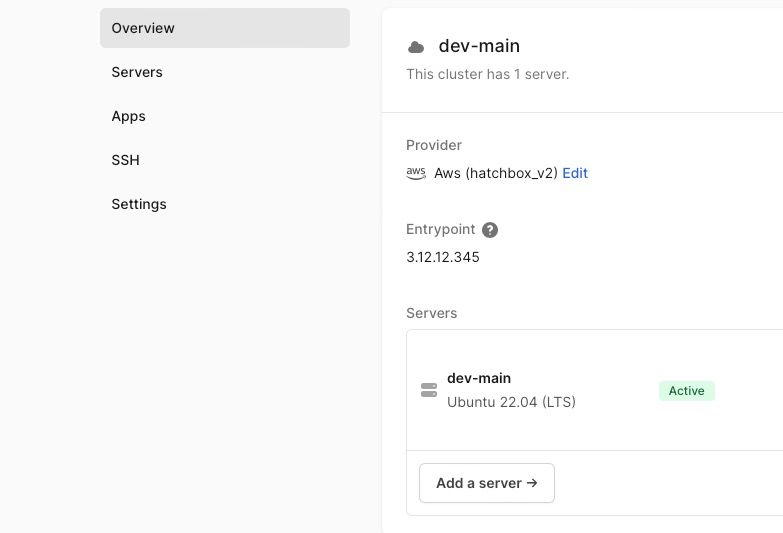 Add a server on Hatchbox to an existing cluster