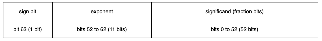 Structure of a double precision floating point value